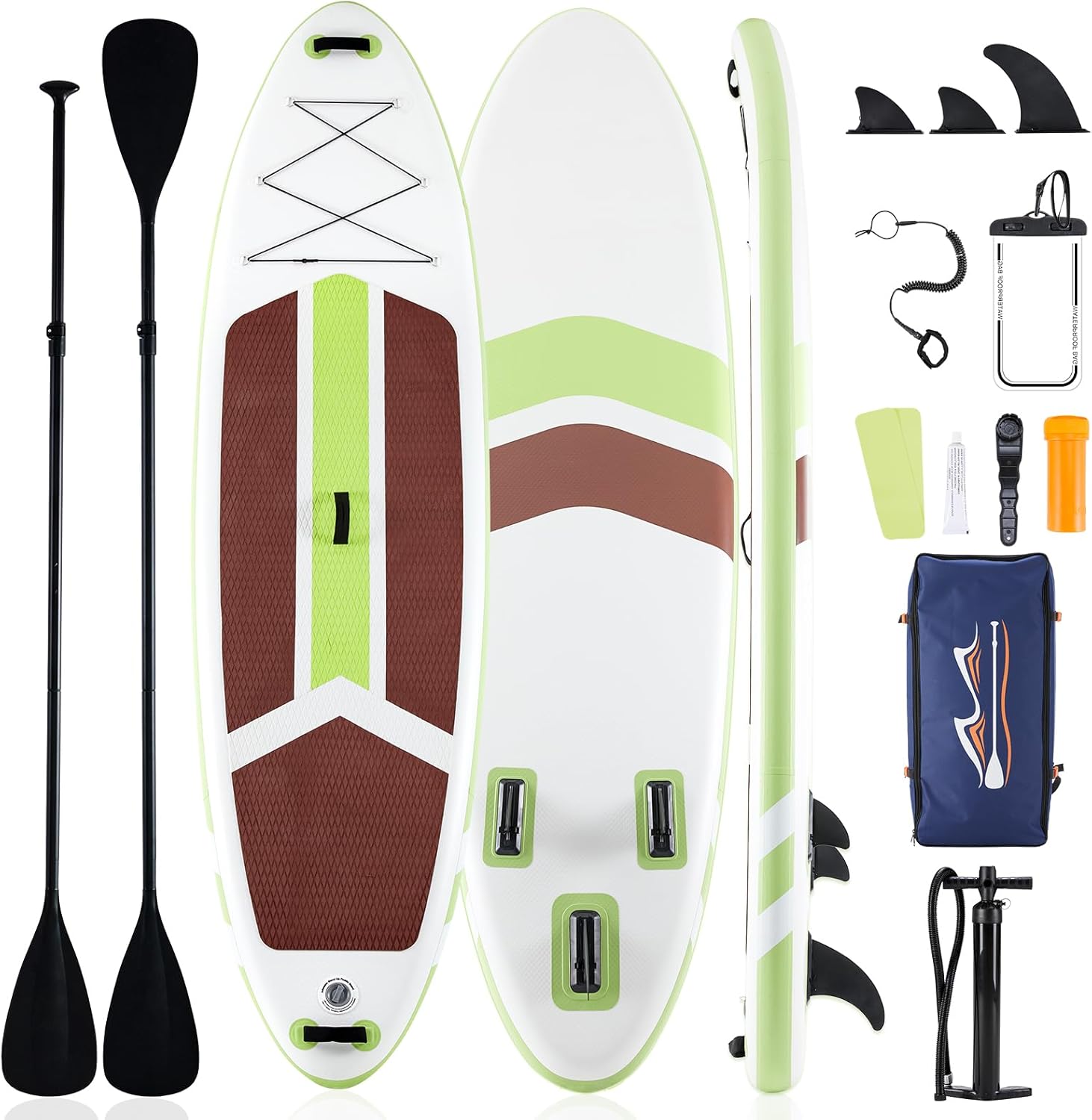 Sweetcrispy Inflatable Stand Up Paddle Board - Wide Stable SUP with 2-in-1 Paddle, Non-Slip Deck & Complete Accessories for All Skill Levels