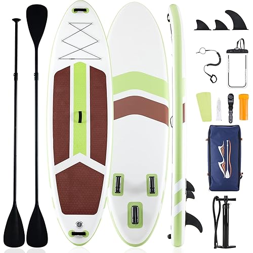 Sweetcrispy Inflatable Stand Up Paddle Board with Premium SUP Paddleboard Accessories,2-in-1 Paddle,Wide Stable Design,Non-Slip Comfort Deck for Adults & Youth of All Skill Levels