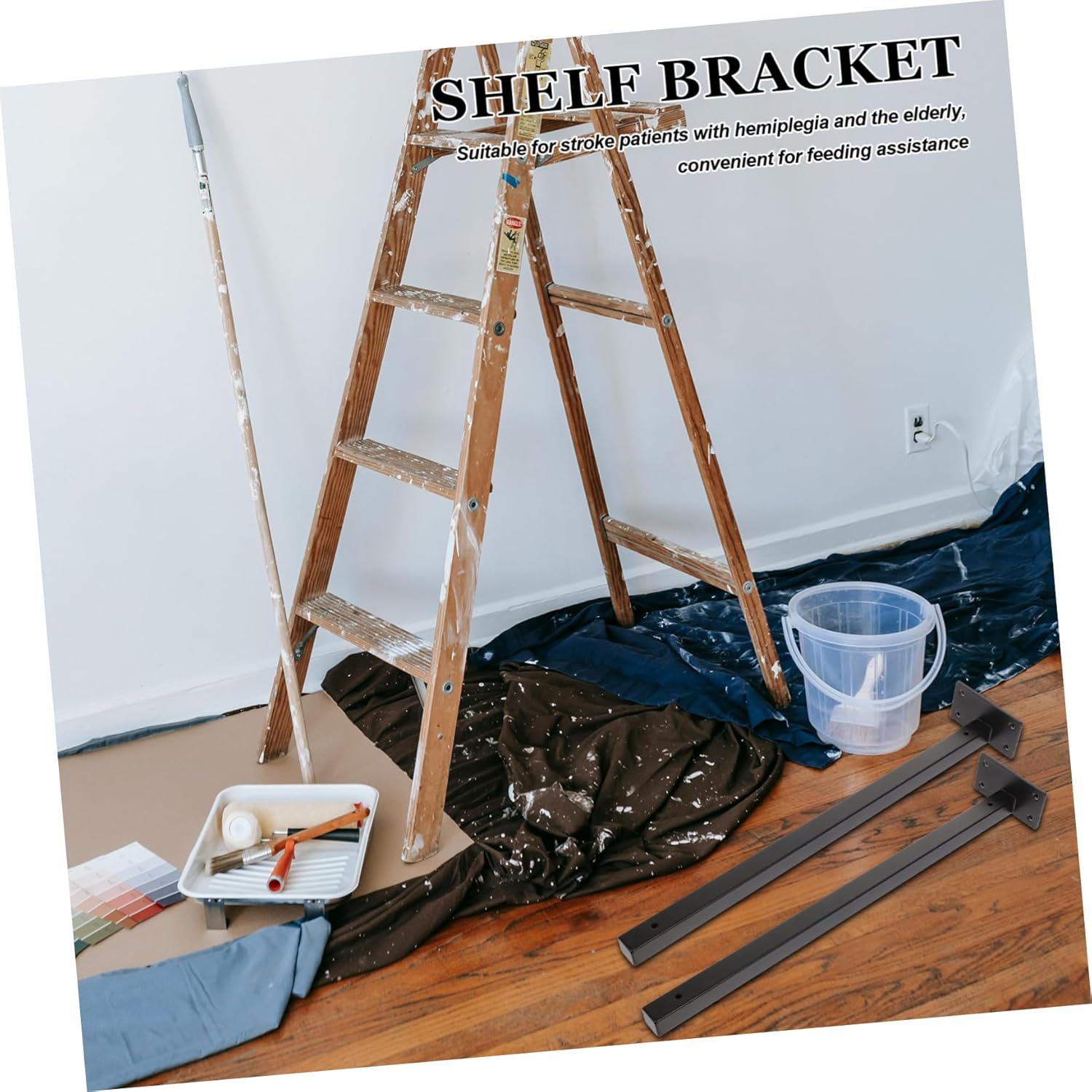 4pcs Stainless Steel Wall Shelf Brackets Hidden Floating Shelf Mounts Wall Mount Bracket for Hanging Plant Sign Black