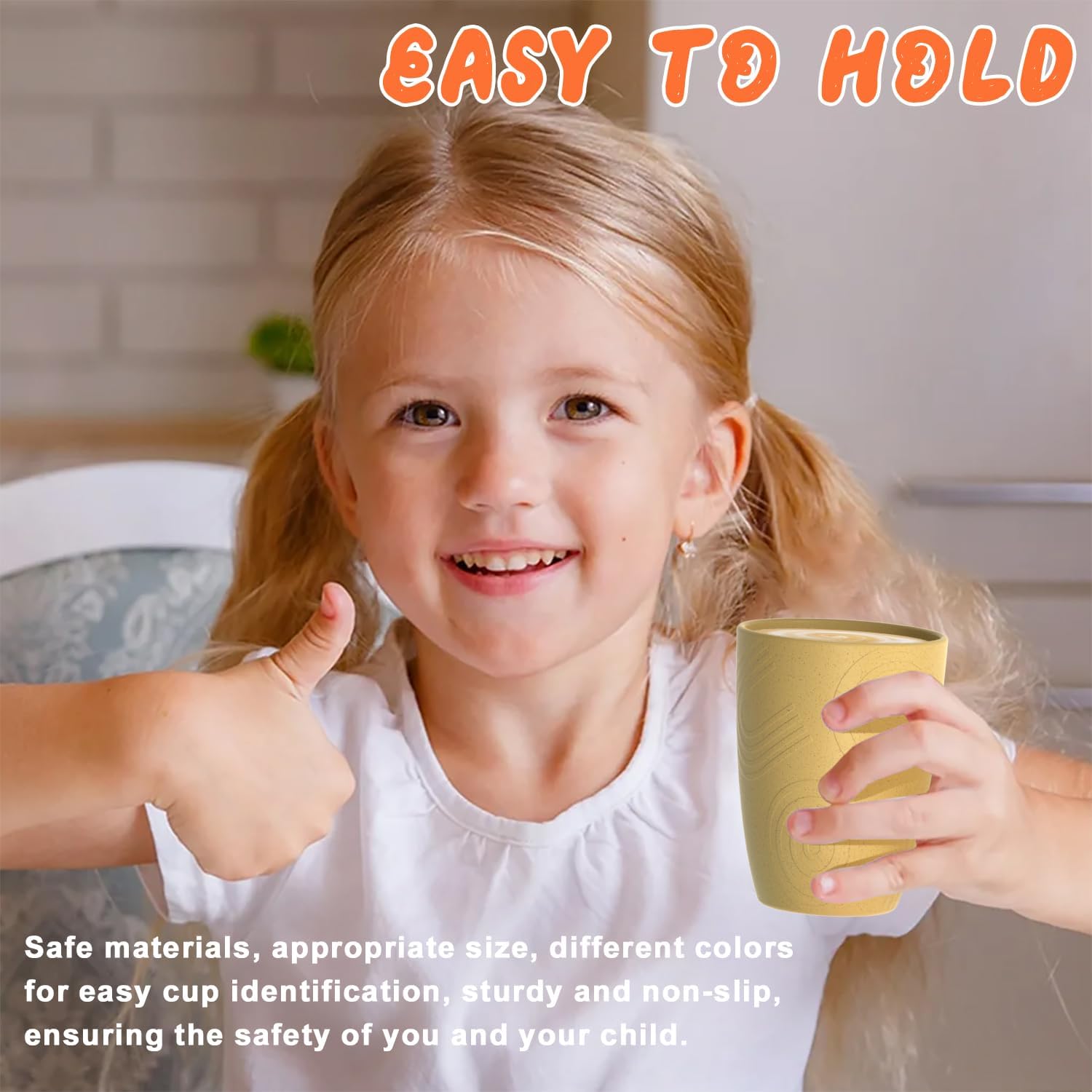  Plastic Cups Alternative Wheat Straw Drinking Glasses 4-Pack | 12 oz Unbreakable & Reusable Plastic Cups, Microwave Safe | Everyday Kids Tumblers & Kitchen Accessories (Multi-Color) thumbnail