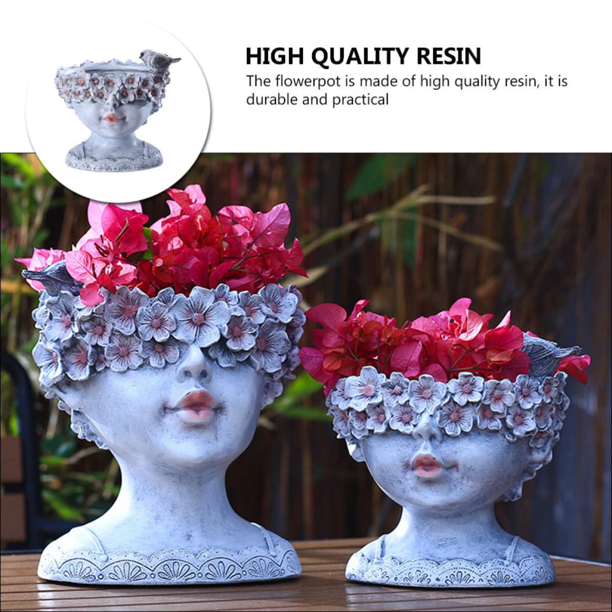 Holibanna Pot de Fleurs Chic en Résine, Fille, Lumineux, pour Succulentes
