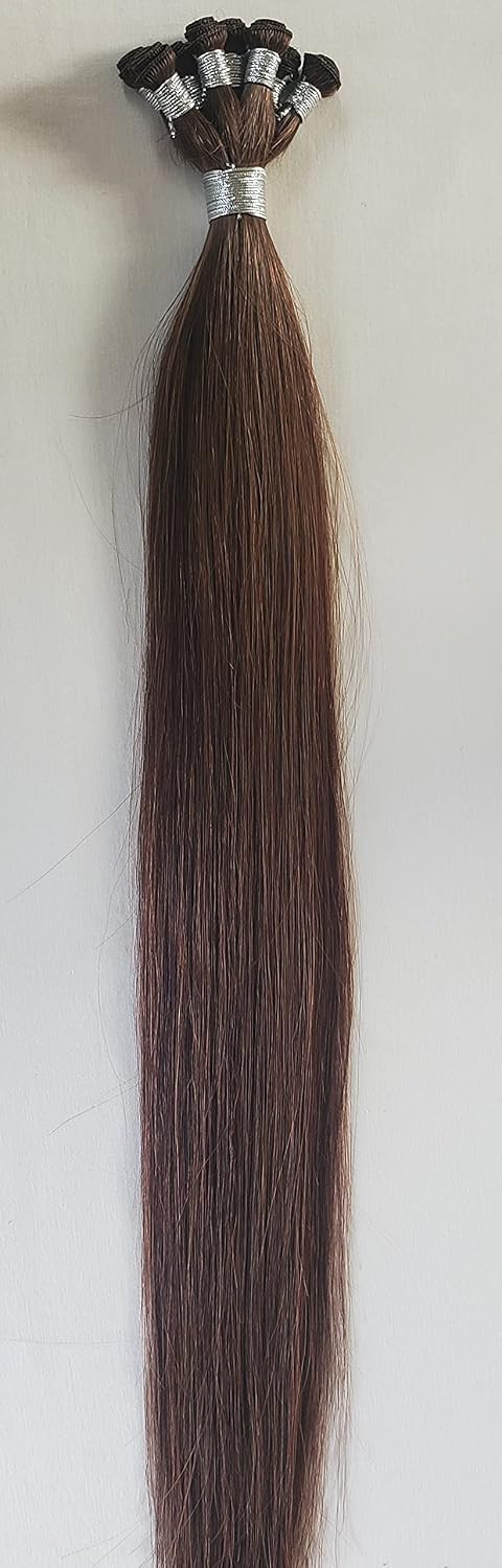 Hair Faux You 20" Hand-Tied Weft Hair, 8 Bundles, 100 grams, Soft Silky Straight,100% Human Remy Weft Hair Extensions #3 Medium Dark Brown