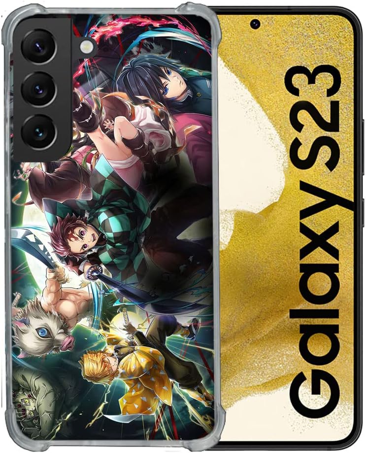 Tempered Glass Reinforced Case for Samsung Galaxy S23 Manga Demon Slayer Group
