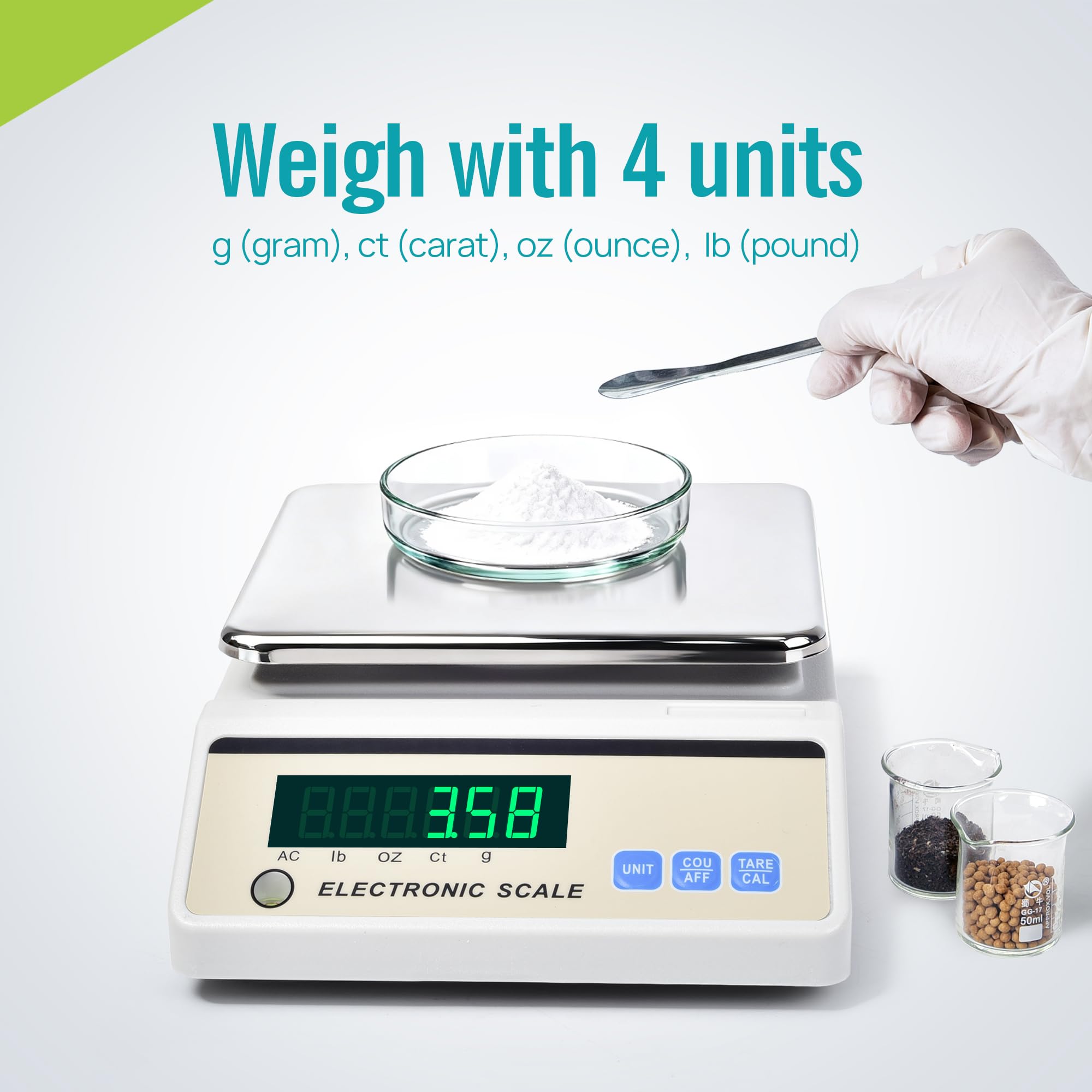 LICHEN Balanza analítica de laboratorio de 1000 g x 0,01 g con pantalla LED, báscula de laboratorio de alta precisión con unidades de g/ct/oz/lb, báscula científica de laboratorio para cocina
