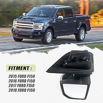 Lqito Left Driver side Mirror with Power Glass,Heated, Puddle Lights, Blind Spot Detection, Turn Signal,Mirror Memory and Power Folding Fits 2015-2018 Ford F150（15 Pins) Replace FO1320528