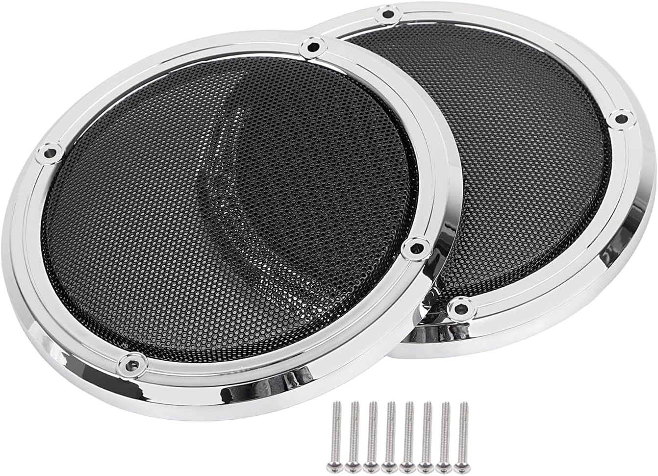 Chrome+Black Motorcycle Rear Tour Pack Speaker Pod Grilles Fit for Harley Road Glide Tri Glide Ultra 2016-2019, Street Glide Electra Glide Ultra Classic 2014-2023