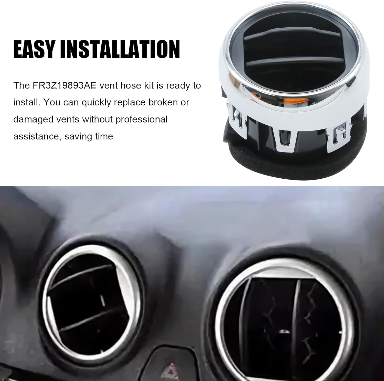 UOIENRT FR3Z-19893-AE Dashboard AC Heat Air Vent Duct, Replacement for Ford Mustang 2015 2016 2017 2018 2019 2020 2021 2022, Replaces FR3Z-19893-AC (3 Packs)