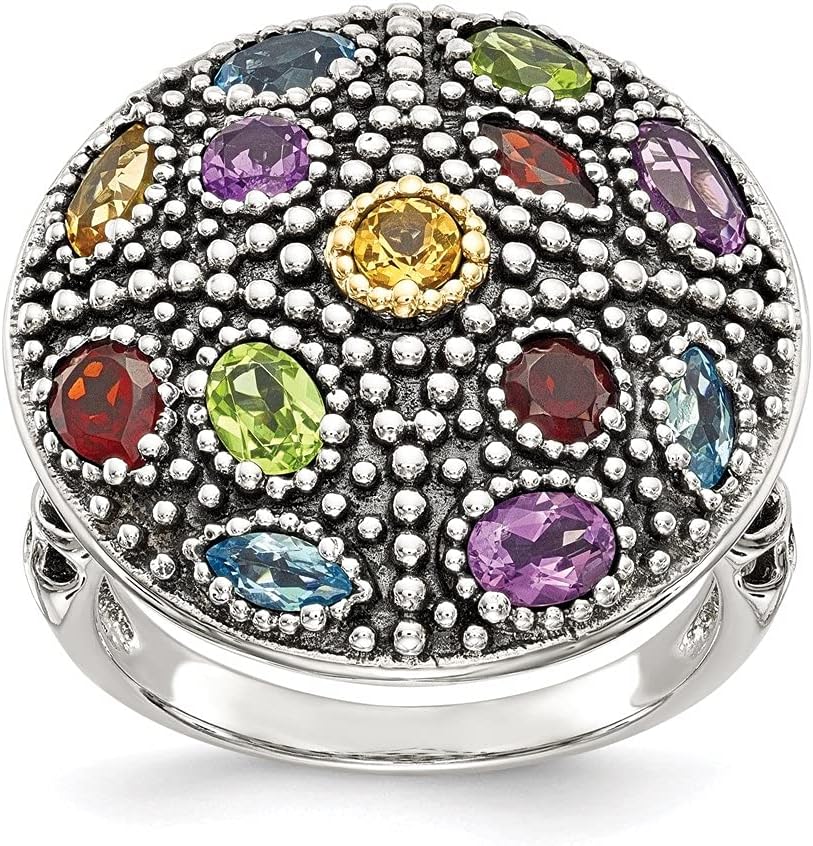 Diamond2Deal 925 Sterling Silver and 14k Gold Gemstone Engagement Ring (1.56 ct)