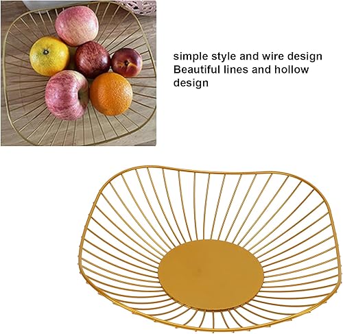 Miniatura 6 de Frutero de alambre de metal, cesta de frutas de alambre dorado, diseño de hoja de loto, cuenco de frutas para encimera de cocina, tazón de fruta de