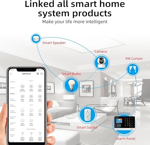 Miniatura 7 de LWOHSI Sistema de alarma de seguridad para el hogar, sistemas de seguridad inalámbrica 4GWiFi para el hogar con sensor de puertaventana, alertas de