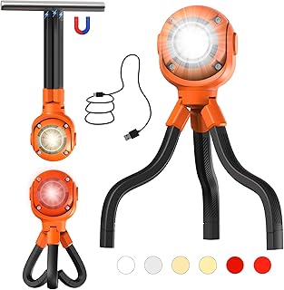 SOPYOU 4600mAh Rechargeable Work Lights - 3000LM Magnetic Work Light with Flexible Tripod 720° Rotate 6 Modes, Portable Flashlight for Camping, Car Repairing, UnderHood, Emergency