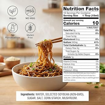 Sauce Grandmaster Gluten Free Dark Soy Sauce with Mushroom Umami, 8.5 fl oz