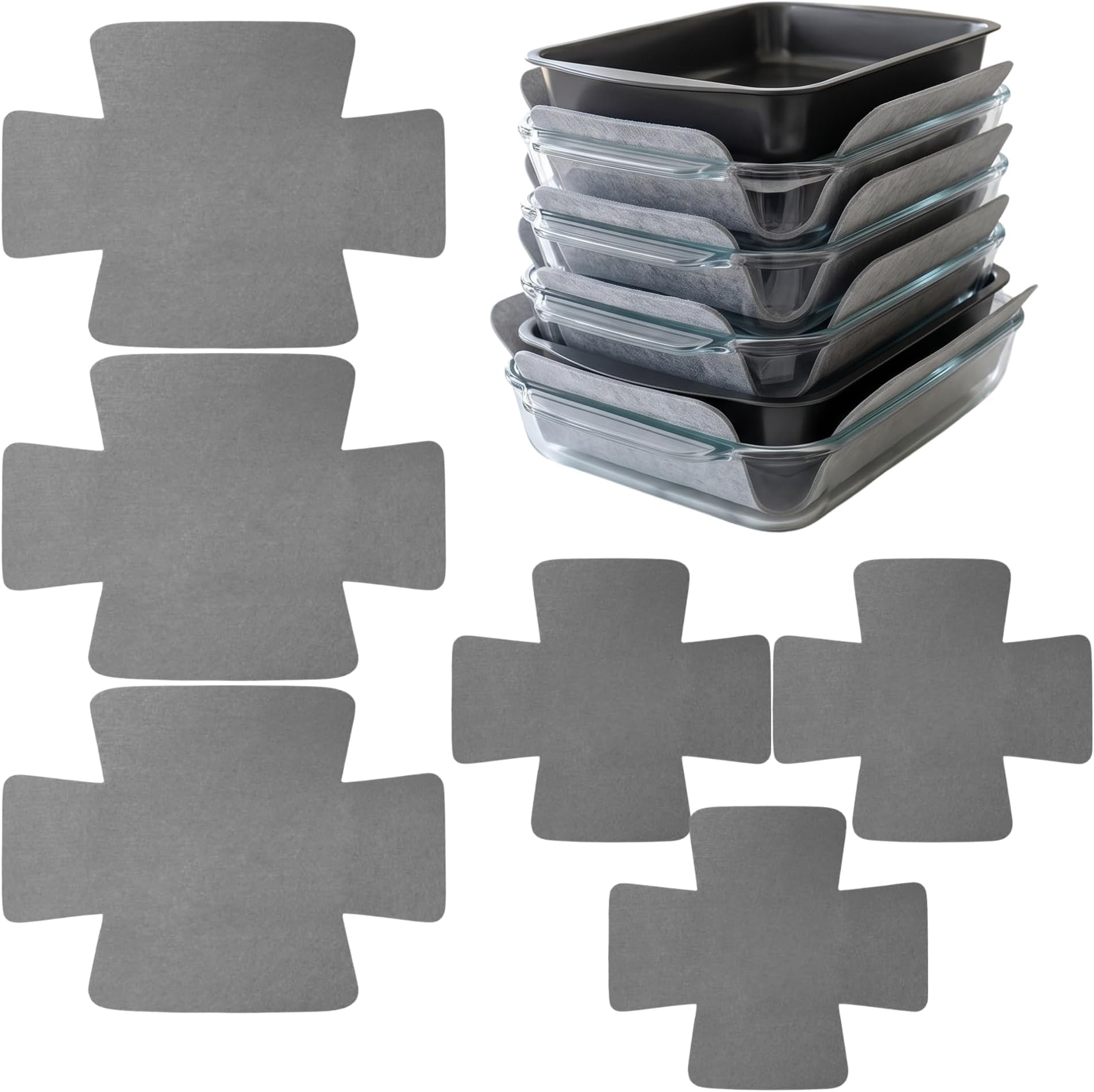 Evelots Bakeware/Cookware Scratch Protectors-Pots/Pan/Dish Dividers -Set of 6 - Two Large Sizes-Extra Thick Felt - Prevent Chips and Cracks When Stacking