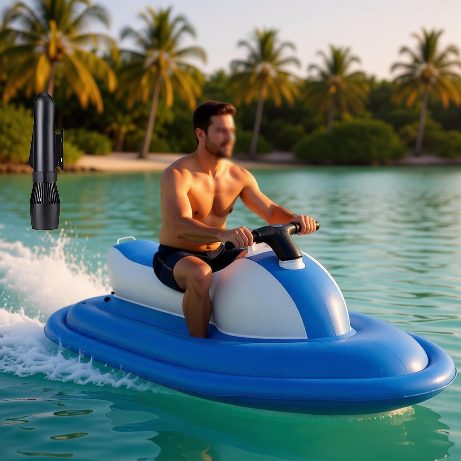 LwiftGal Jet Ski Inflatable, Small Electric Boats One Person, Jet Boat For Adults, Diving Underwater 500w Scooter(Optional), 3-7km/H Speed, For Adults Sea Diving Lake Cruising White-500W10AThruster