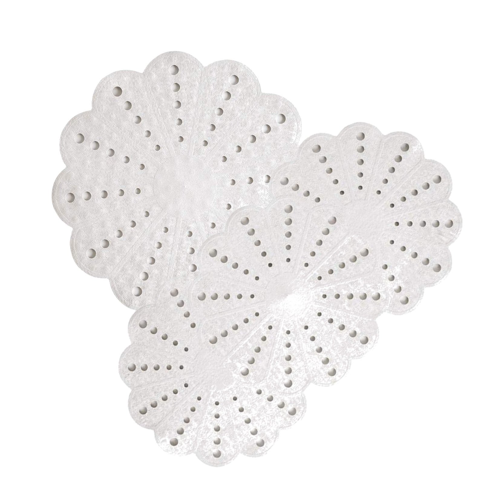 Showerdrape Set Of Petal Non Slip Round Shower Mat, White Bath Matt With Unique Flower Design For Bathroom, Round Rubber Bathroom Mat Anti Slip Floor Mat Ideal Use For Toilet Shower & Bath 54 × 54cm