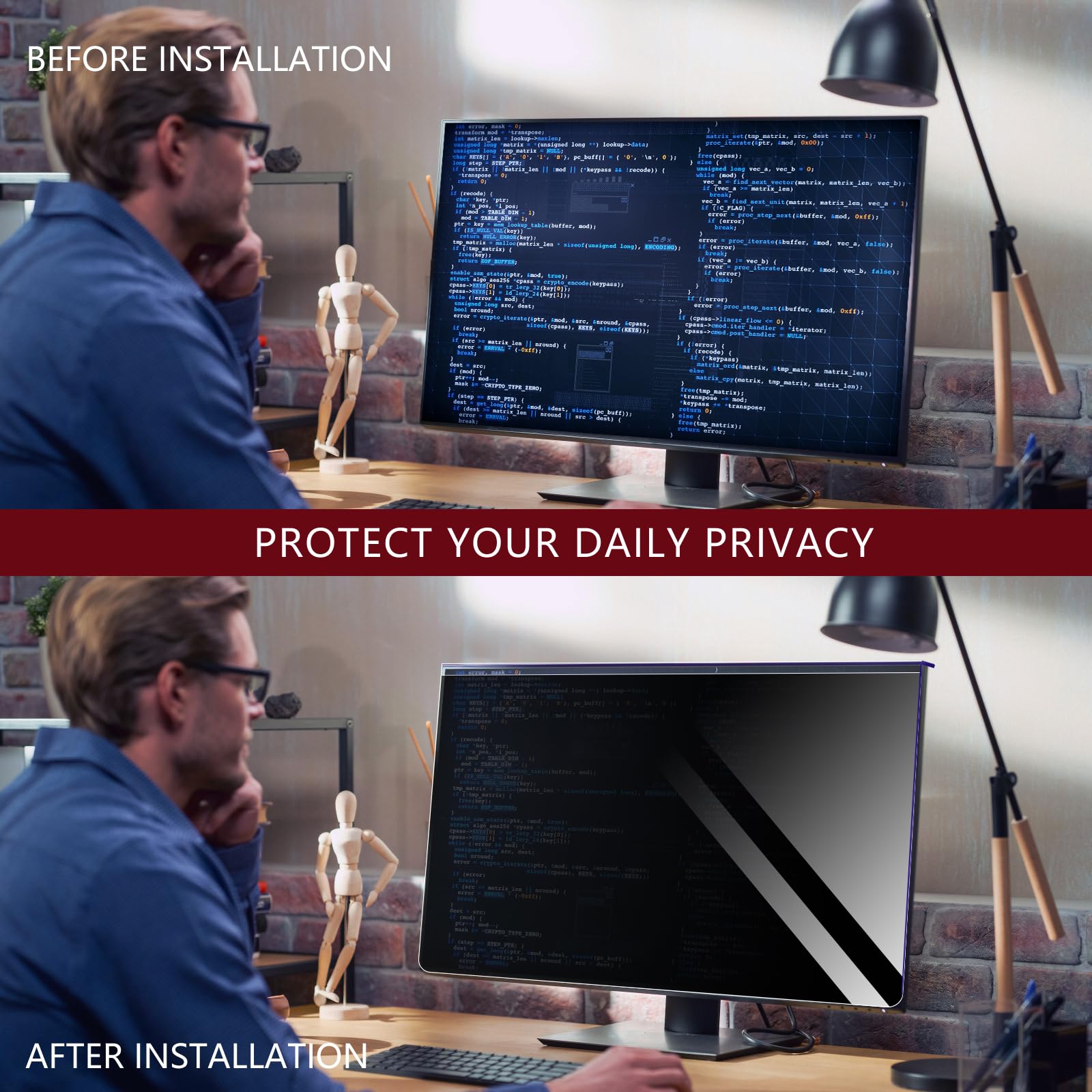 HaruYo 20-22 Pulgadas Filtro de Privacidad Tipo Colgante para Monitor PC 20" 21.5" 22"