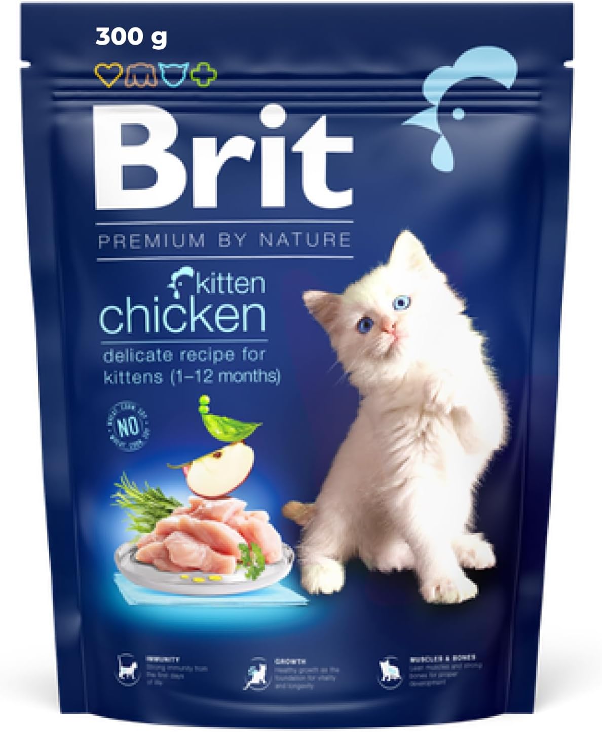 Brit Premium by Nature sucha karma dla kociąt i kotów karmiących/ciężarnych, smak kurczaka, 300 g