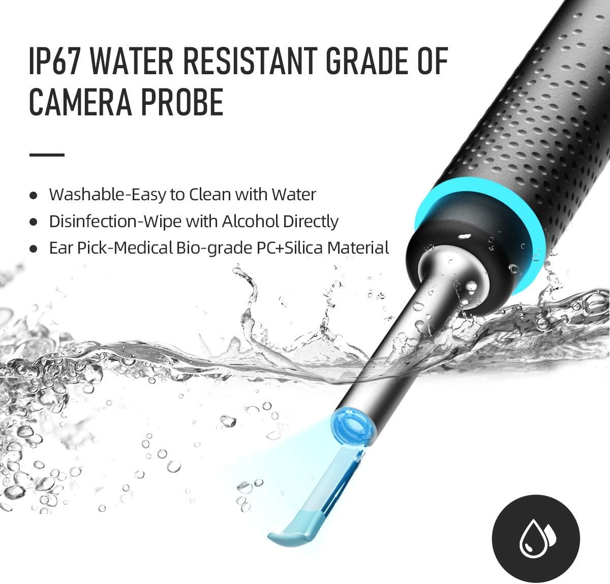 Ear Wax Removal Tool Camera, Ear Cleaner, Safe Non-Detachable Ear Scoop, Earwax Removal Kit with 300W 1080P Ear Camera, Ear Pick Equipped with 6 LED Lights