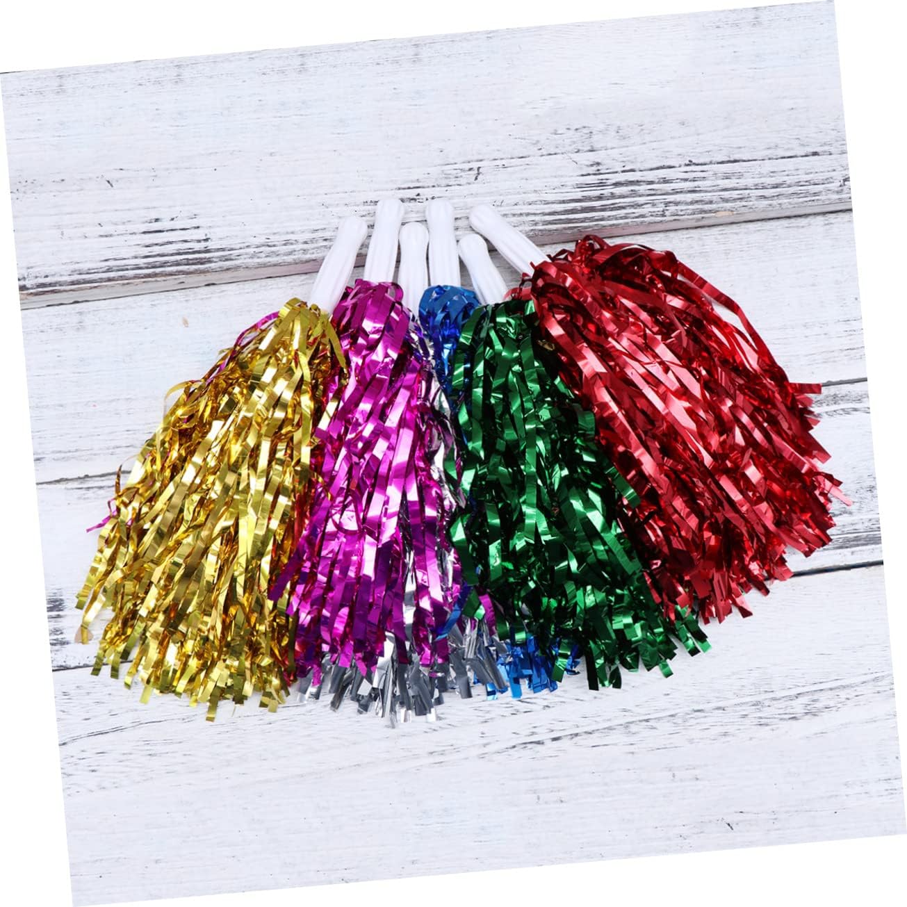 BESPORTBLE 144pcs Cheer Poms Straight Handle Lightweight and Cheerleading Props for Football Baseball Basketball and School Events Eye-catching Colors for Performance