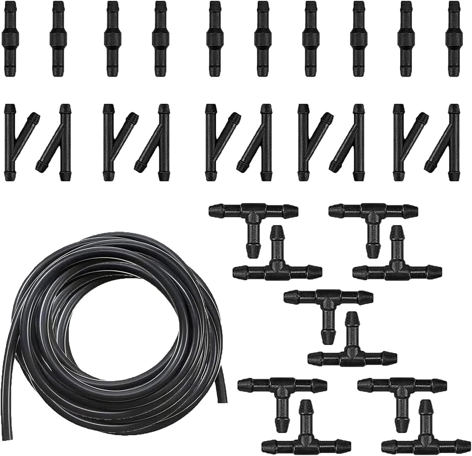 Car Windshield Washer Hose, 13Ft Windshield Washer Hose Repair kit with I/Y/T Connectors, Cuttable Water Pump Nozzle Connection Tool, for Most Vehicles (Black)