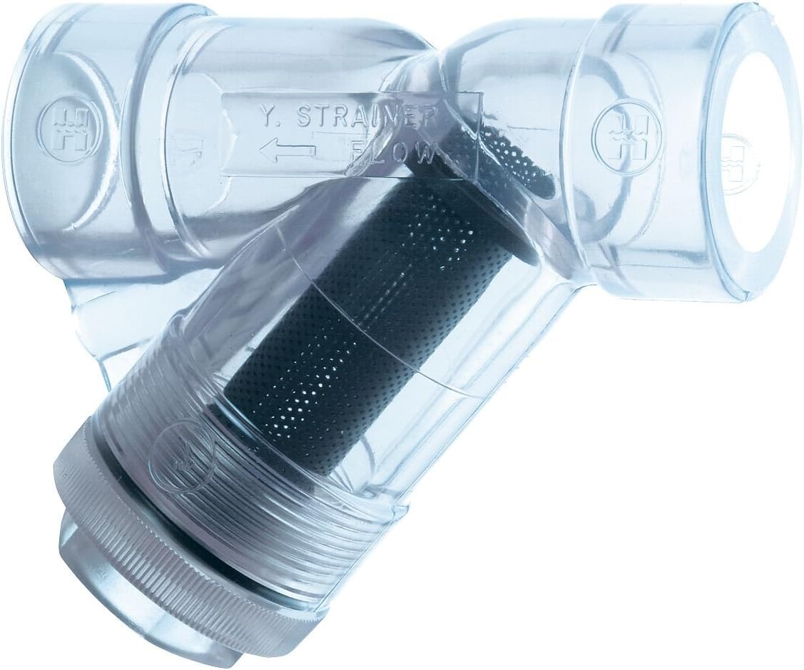 Hayward YS00050T 1/2-Inch Threaded Clear PVC Y-Strainer with FPM O-ring Seals