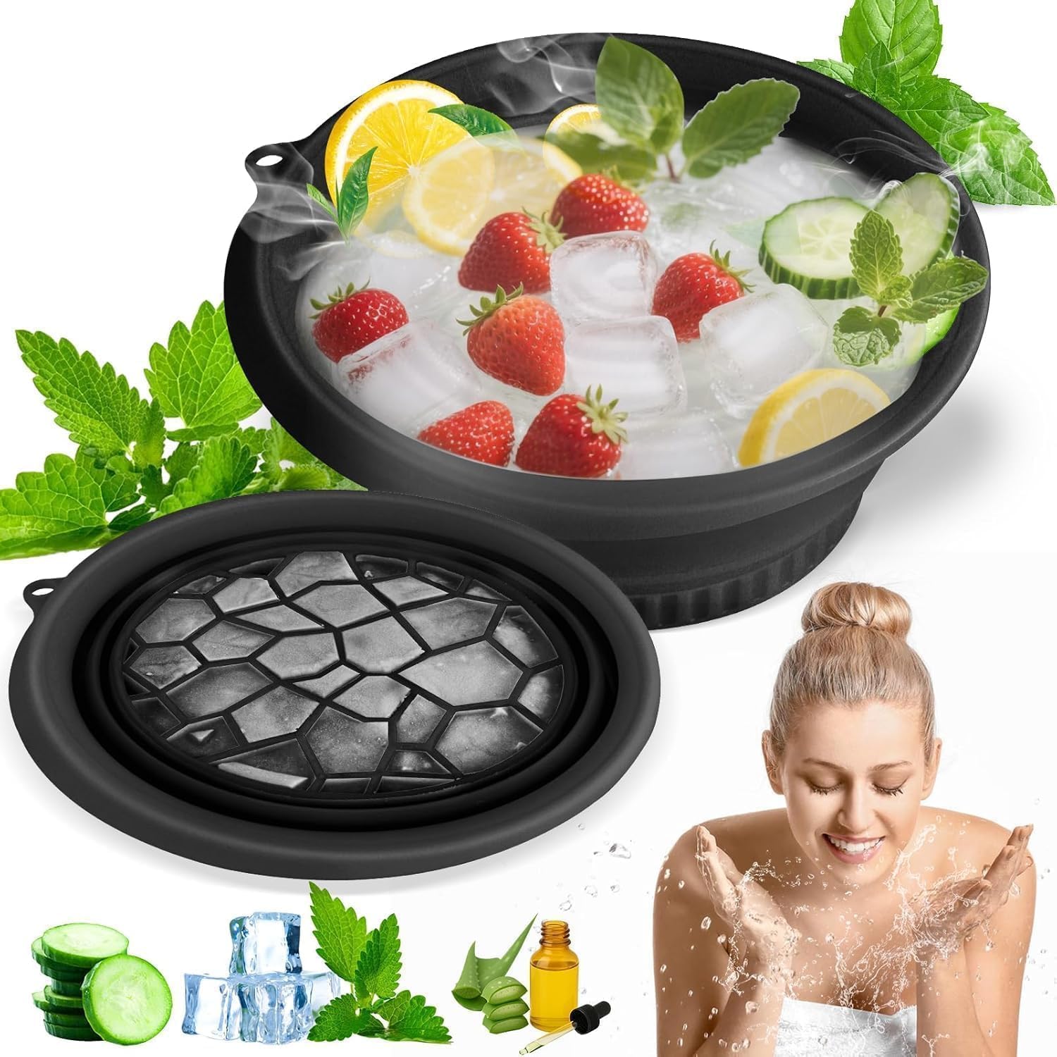 Collapsible Silicone Face Ice Bath Bowl with Built-in Ice Tray – Reusable Facial Ice Therapy Bowl for Skin Care, Pore Tightening & Cooling Treatment | Portable Spa Facial Tool for Acne Relief & Glow-image-45