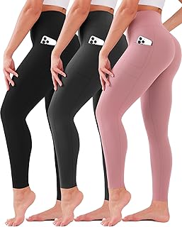 Paquete de 3 leggings para mujer, de cintura alta, no se transparentan, con control de abdomen, pantalones de yoga suaves para mujer, leggings de entrenamiento atlético para correr