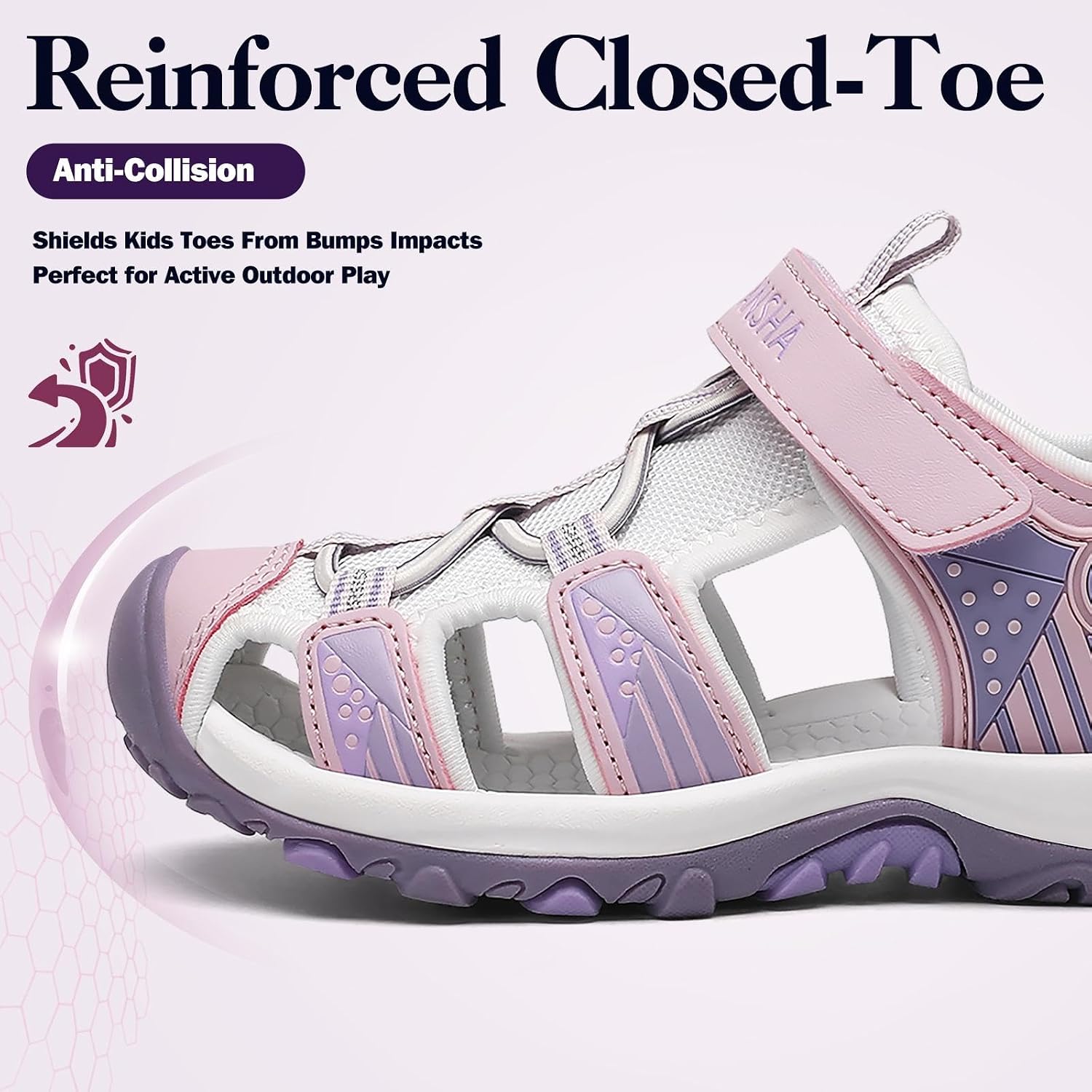 Mishansha Kids Closed Toe Sport Sandals for Boys Girls, Quick Dry Water Shoes with Adjustable Strap, Non Slip Beach Hiking Walking Sandals for Toddler Little Kid Big Kid