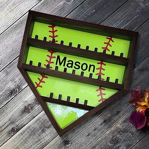 Miniatura 4 de Estuche de exhibición personalizado para anillo de béisbol, vitrina de anillo de campeonato de béisbol con nombre, soporte de madera para pelotas de