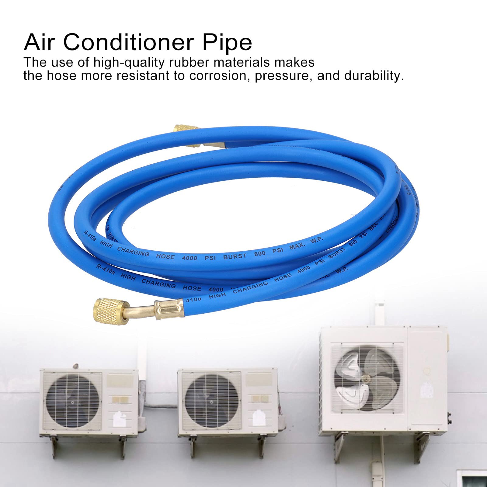 Atyhao Tubo di ricarica del refrigerante per aria condizionata, kit di tubi con manometro collettore SAE adattatori per tubi di ricarica per refrigerazione adatto per refrigerante tipo R-410a ()