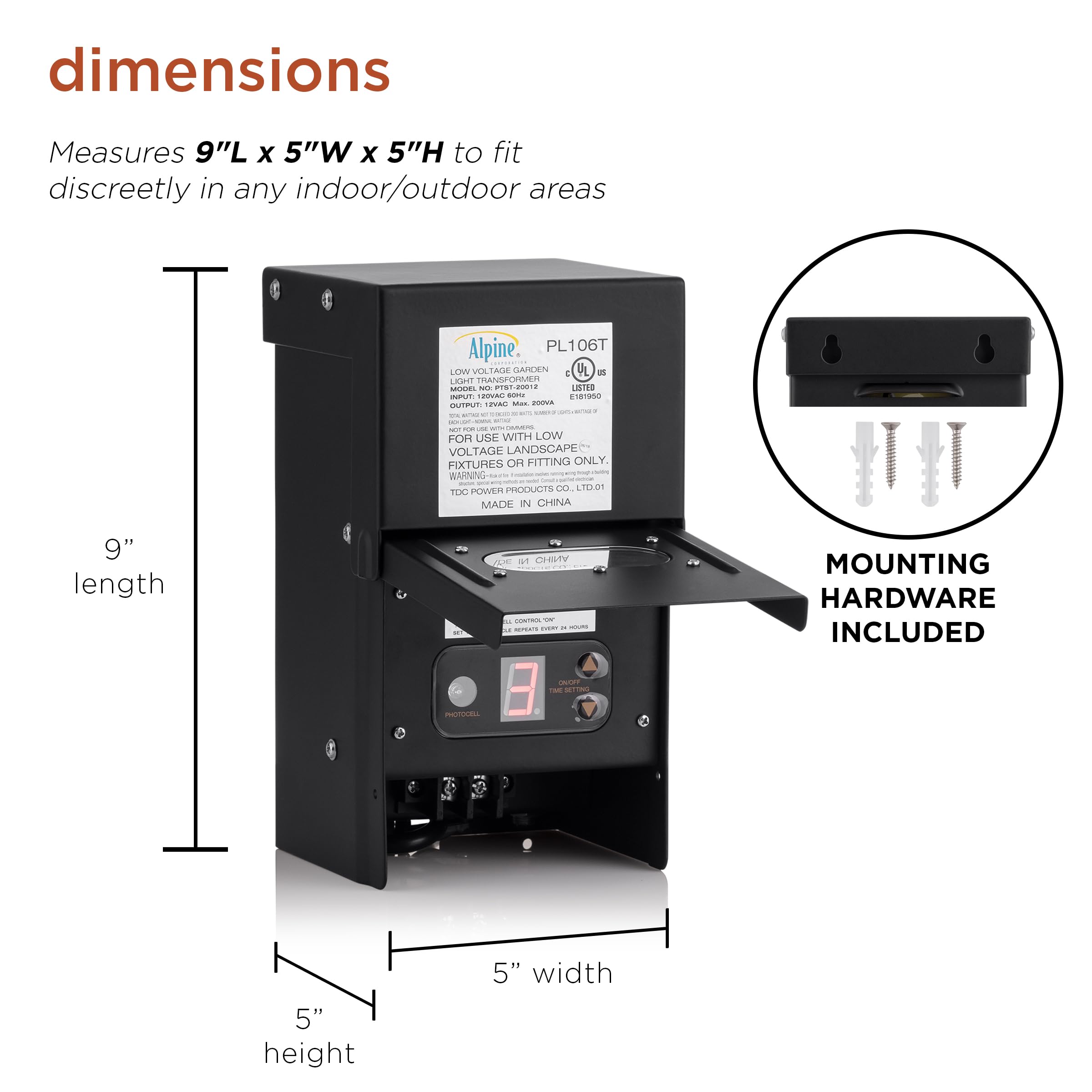 ALPINE PL106T trasformatore 200 Watt con timer e photo Cell