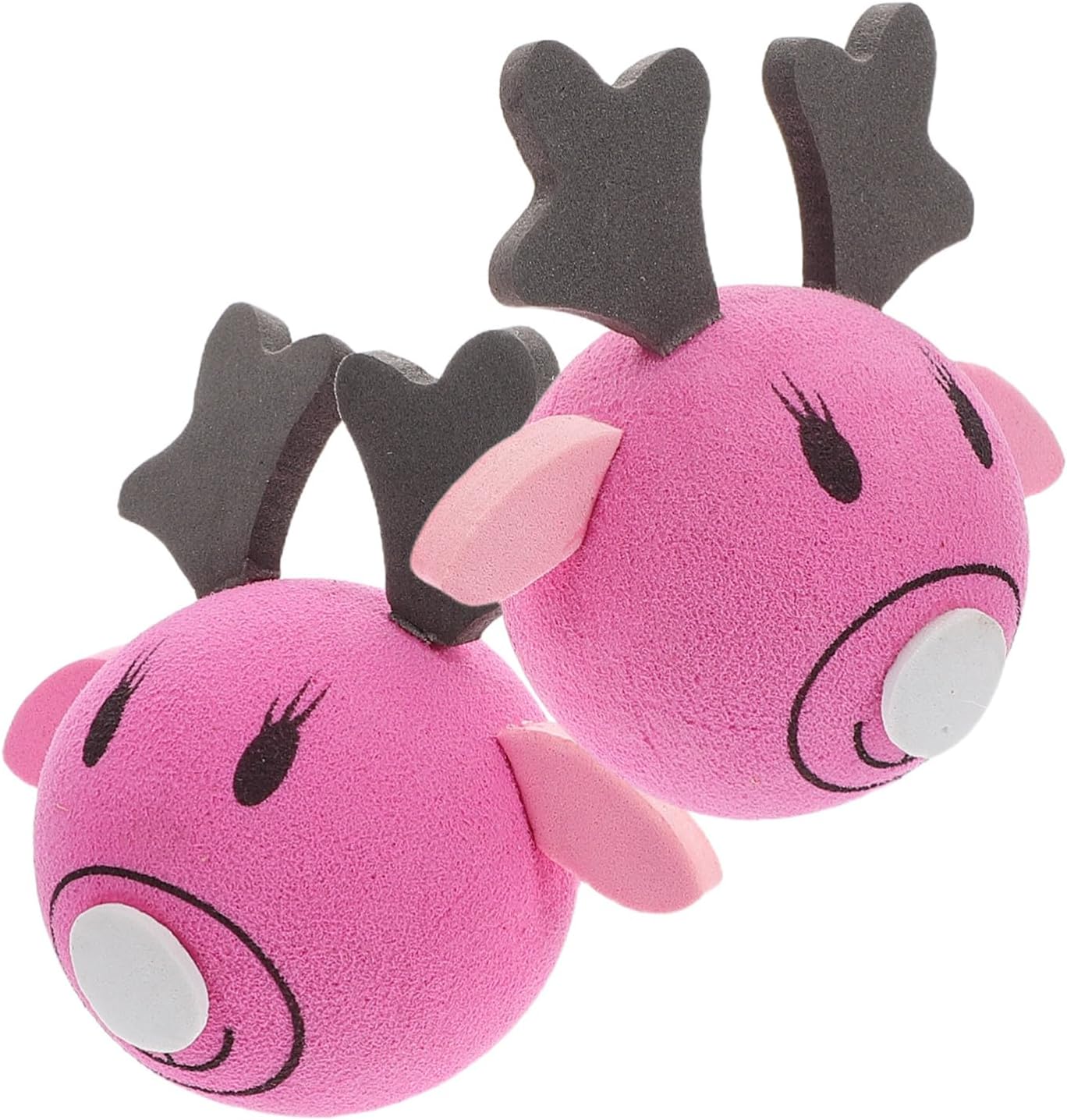 2pcs Pink EVA Deer Car Antenna Ball Vehicle Accessory Soft Roof Ornament Easy Install Decorative Topper for Cars