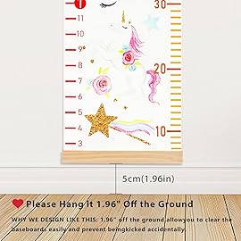 Mibote Baby Growth Height Chart Handing Ruler Wall Decor for Kids, Canvas Removable Height Growth Chart 79 x 7.9 (Unicorn)
