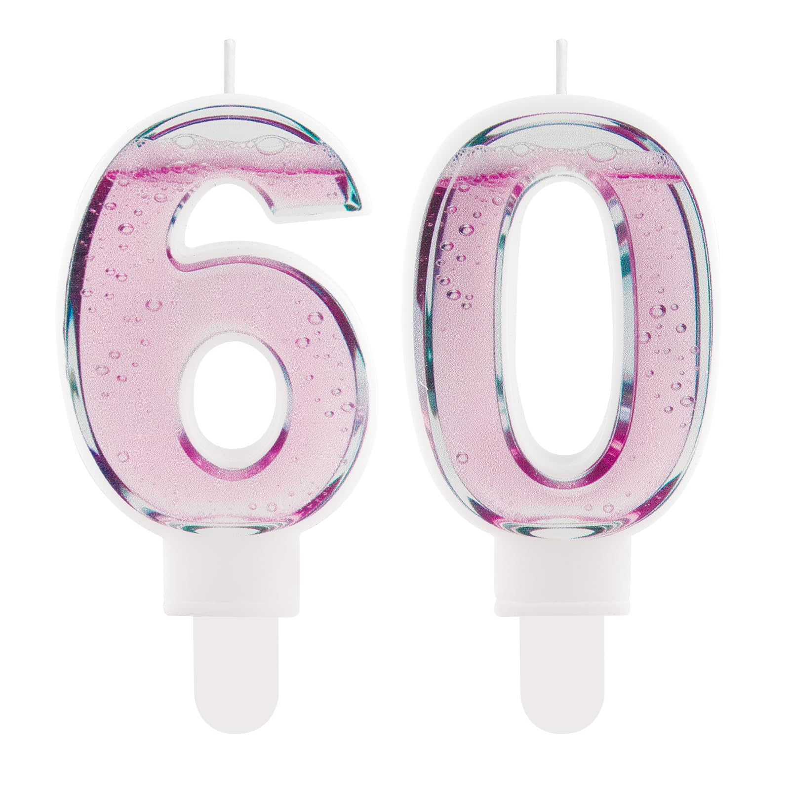 Funny Rosé Champagne Themed Birthday Candles - Number 60 Pink Cocktail Cake Topper Decorations, Sparkling Wine Candles 60 for Women, 18th 21st 30th 40th 50th Birthday Gifts for Mum Her Best Friend