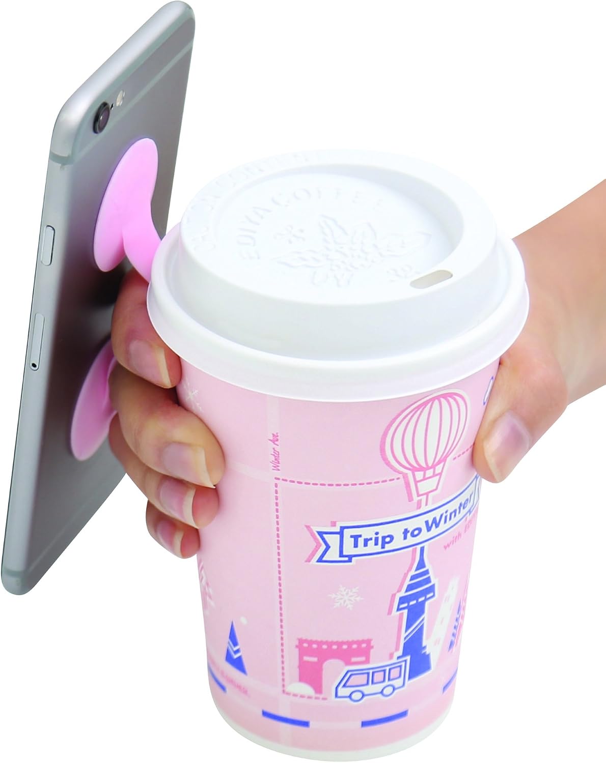 DUZY - Cellphone Grip Smart Phone Strap,Strong air Compression, Device Holder with Fingers, Easy Detachable, Universal Device Strap, iPhone Ring, Cellphone Accessories (Pink)