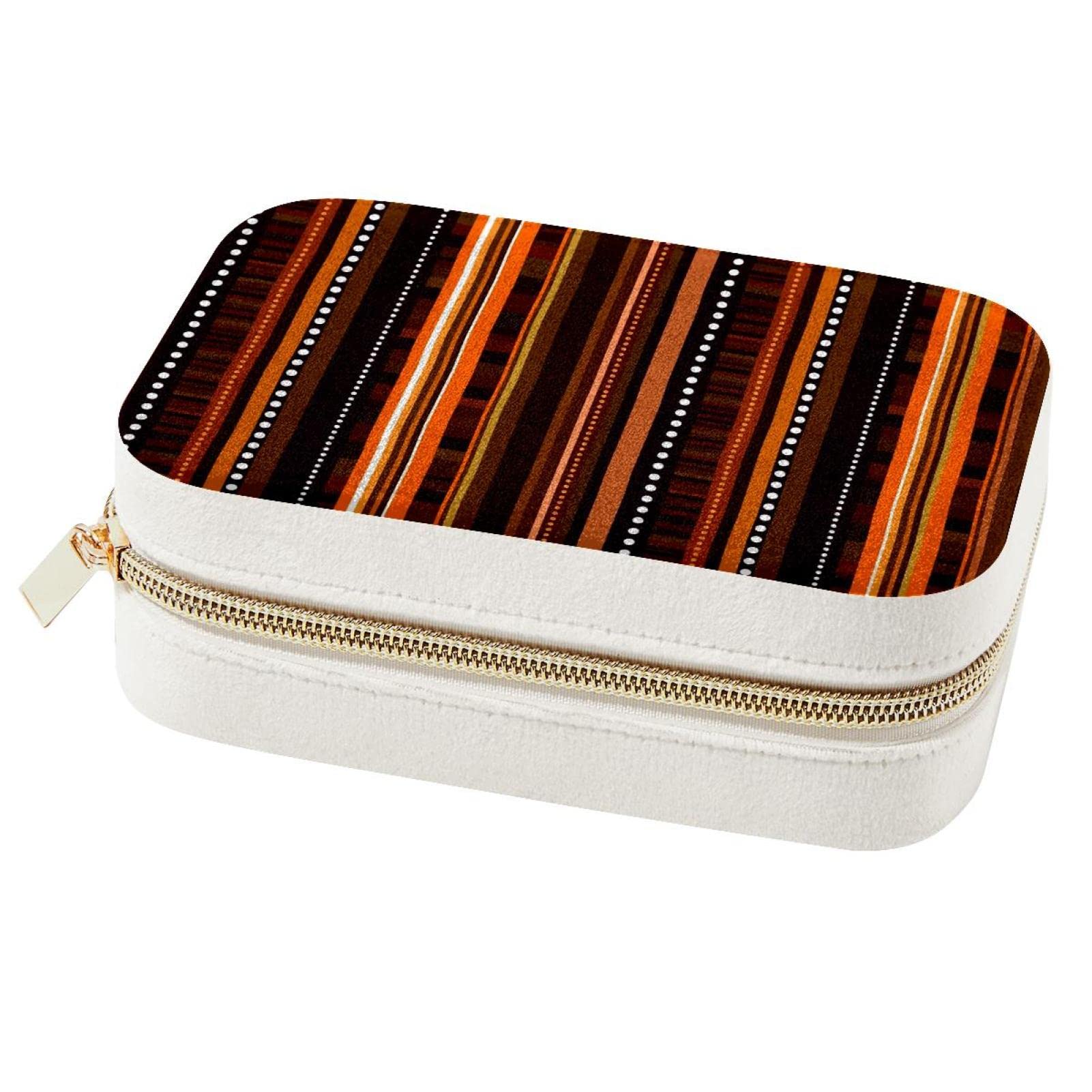 Boîte à bijoux portable marron pour voyage et rangement bagues