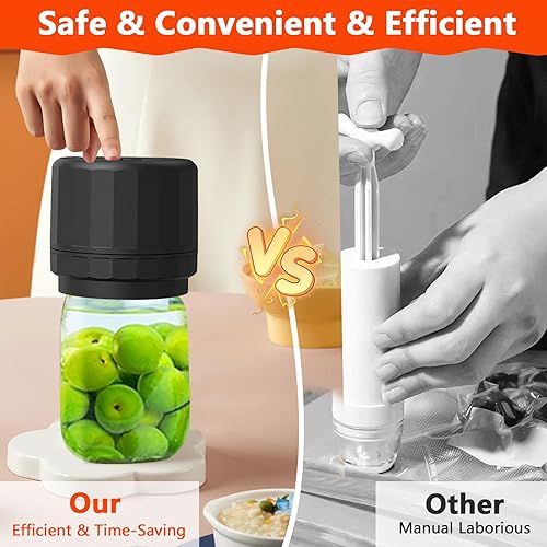 Miniatura 2 de YiaPie Electric Mason Jar Vacuum Sealer Kit for Food Storage Kitchen Saver Canning Vacuum Sealing Machine with 5 Regular Mouth Mason Lids and 5 Wide