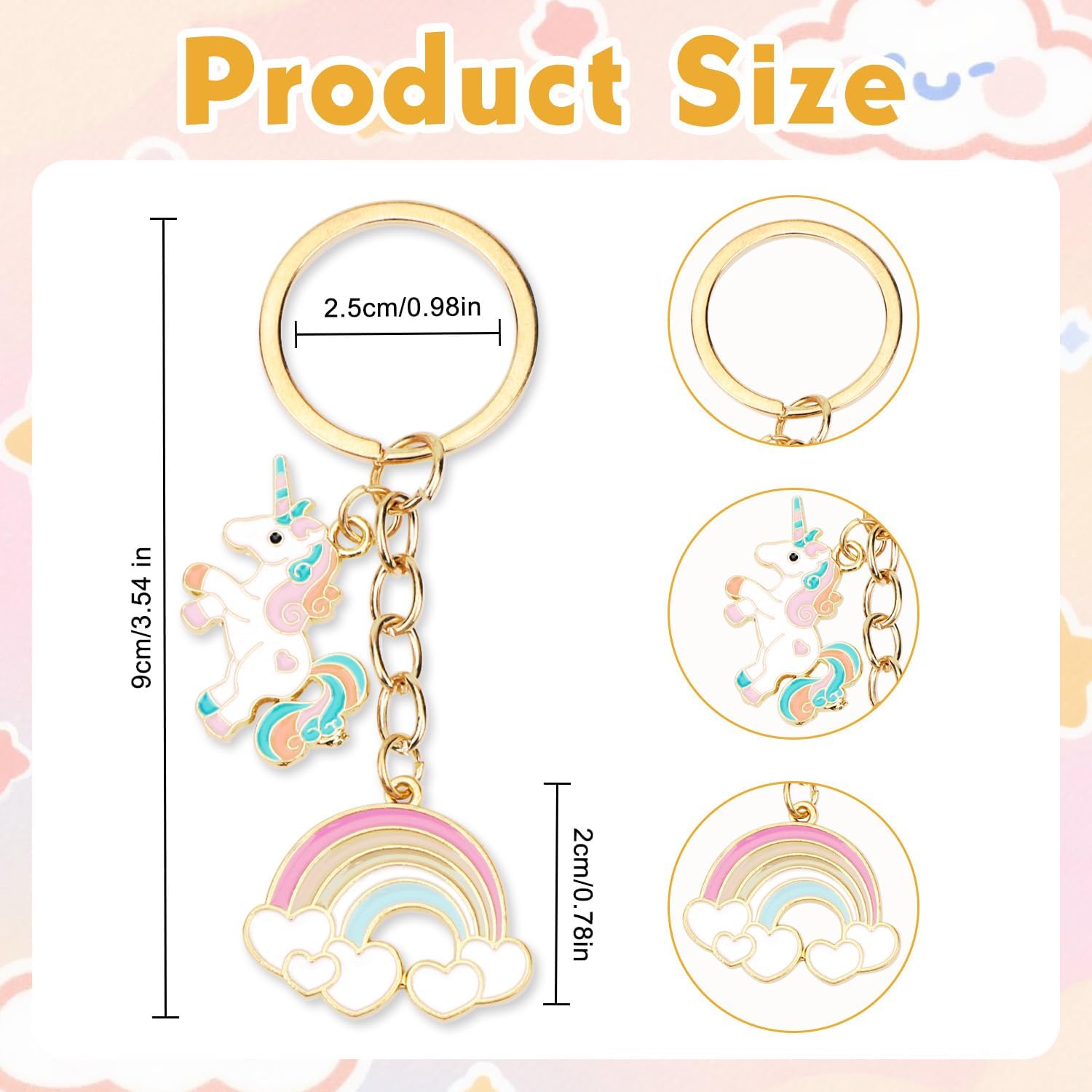 Rainbow Keychain,Small Rainbow Keychain with Cute Charm,Pride Month Christmas Birthday Gift for Women Friends