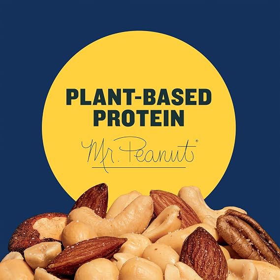 PLANTERS Mixed Nuts Honey Roasted, Party Snacks, Plant-Based Protein, 10 oz Canister (Pack of 6)