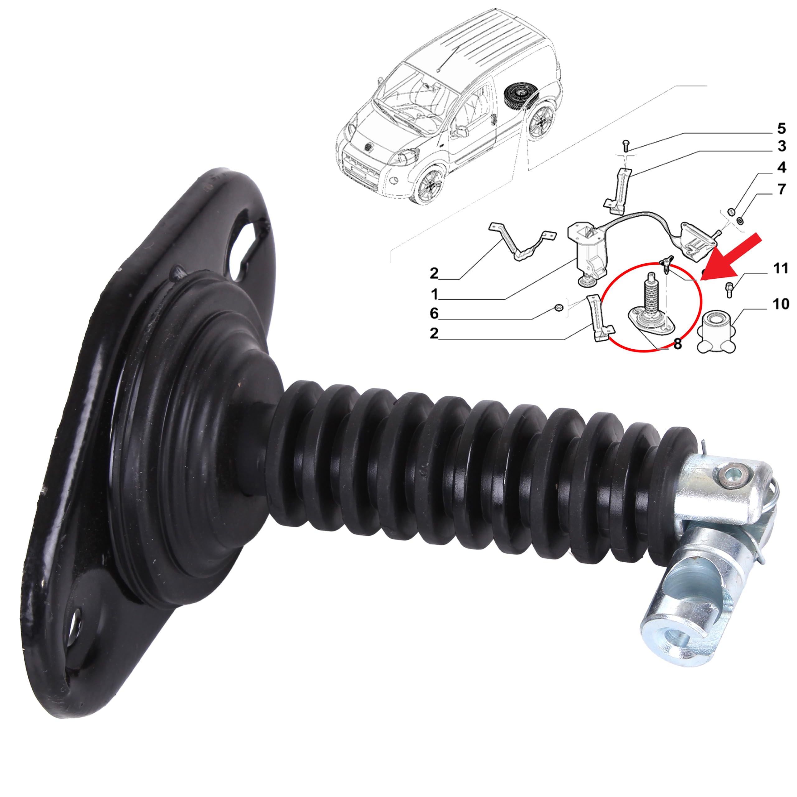 INLY Support de mécanisme de roue de secours compatible avec Nemo Fiorino Qubo Bipper (2008-2021) 51952366 1610927080 7603V4 7603W2 51840779 51910873