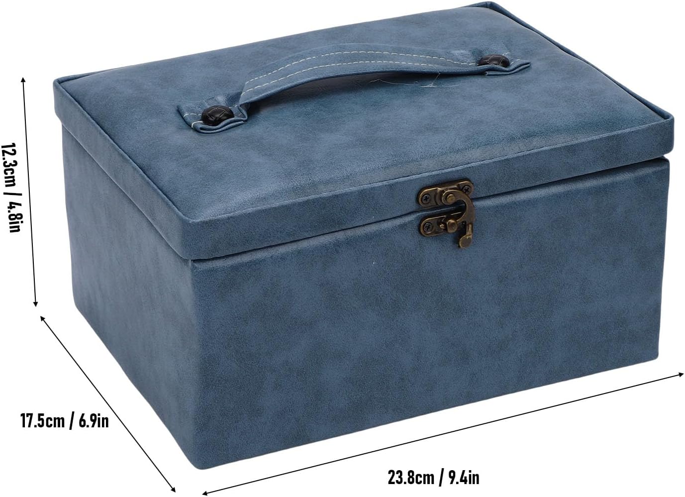 Asixxsix Leather Sewing Basket, Wooden Sewing Box with Removable Tray and Sturdy Handle Sewing Kit Storage Box for Sewing Mending, Beginner, Professional, Home Travel Storage