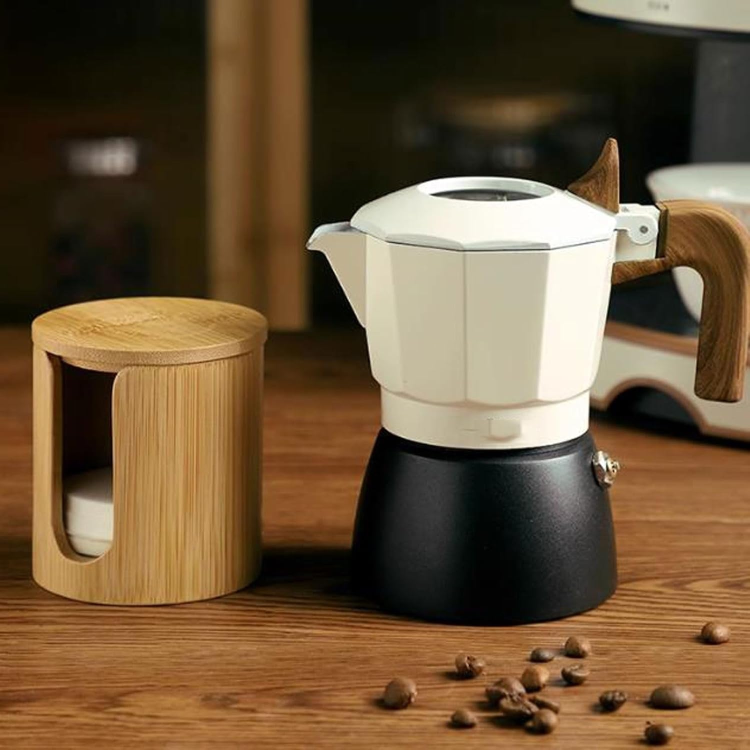 Coffee Filters Holder Round Coffee Filter Holder, Wood Coffee Filter Storage Container Storage Box, Countertop Coffee Filter Case with Lid, Coffee Filter Basket for Coffee Station Organizer Dispenser