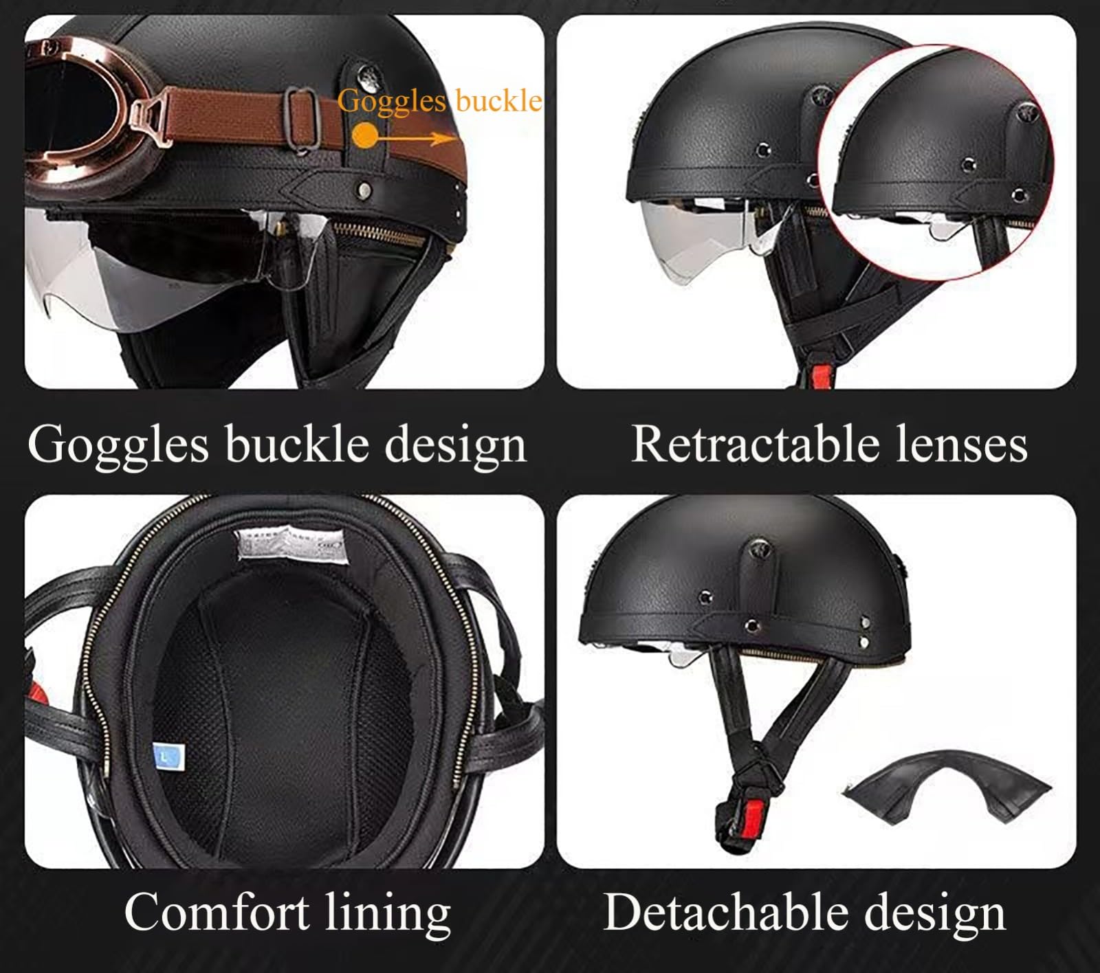 Casco Da Motociclista Retrò Casco Da Motociclista Mezzo Casco Per Uomo E Donna Casco Da Motociclista Omologato ECE Casco Da Motociclista Stile Tedesco Casco Da Scooter