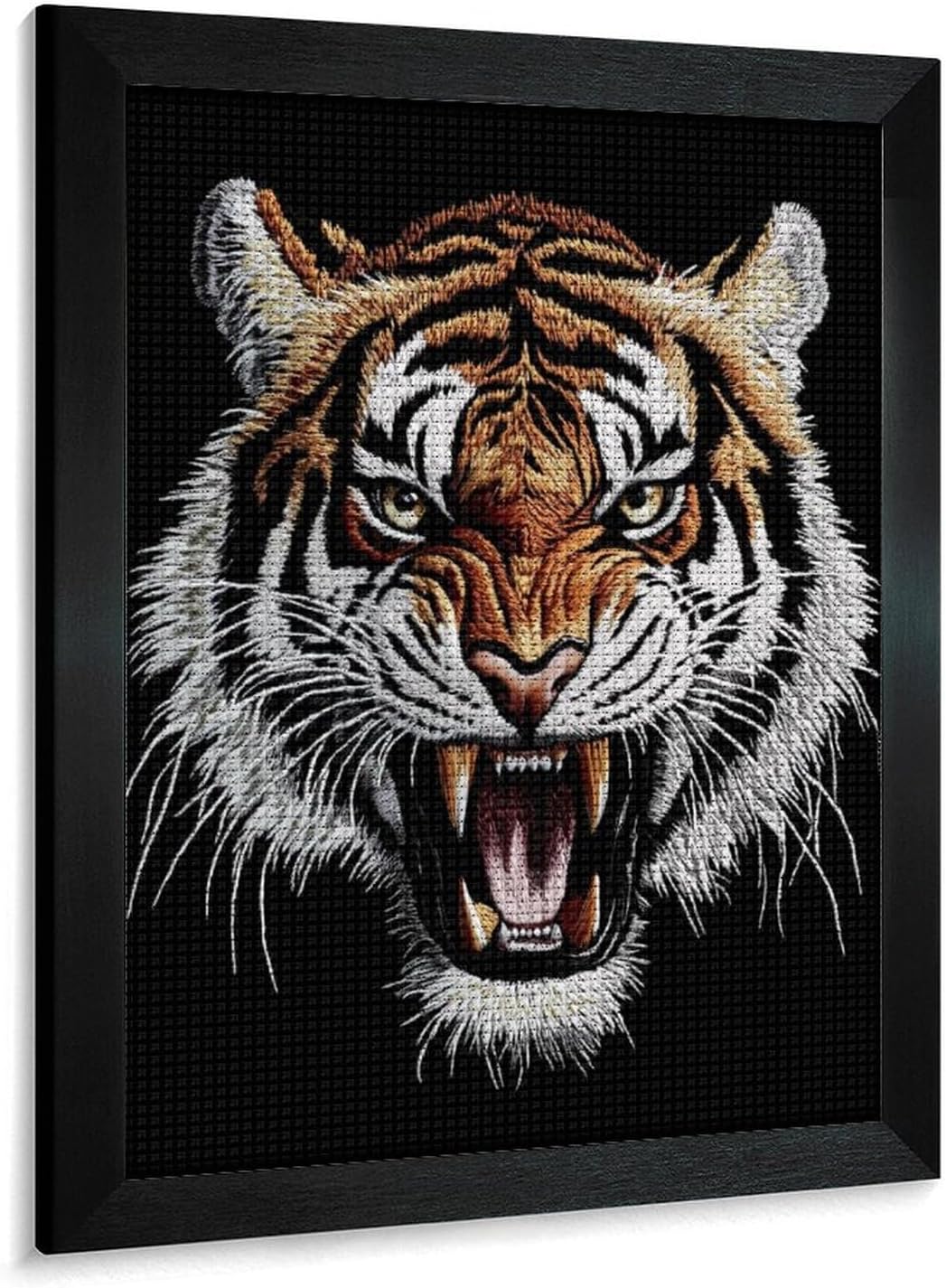 Fierce Tiger Head Diamond 5D Painting Kits with Frame DIY Full Round Drill Gem Art Crafts for Home Wall Decor 16 X 20in Blackwood 40 * 50cm