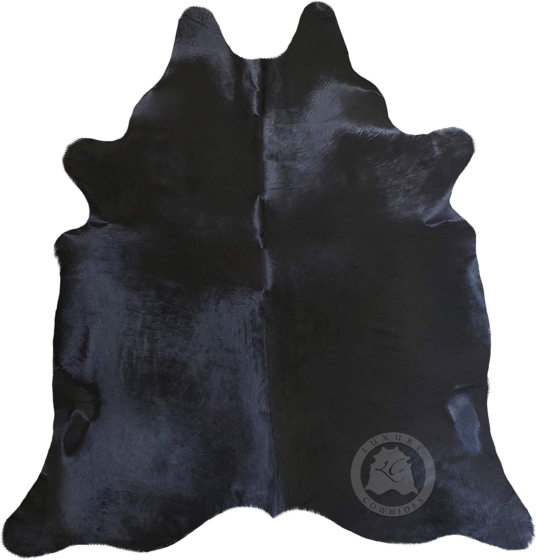 Sunshine Cowhides 100% Genuine Black Cowhide Rug - Luxurious Cow Rug for Bedroom, Kitchen, Living Room & Home Decor - Masterpiece of Style & Functionality for Interior Spaces - Extra Large (6x7-8 Ft.)