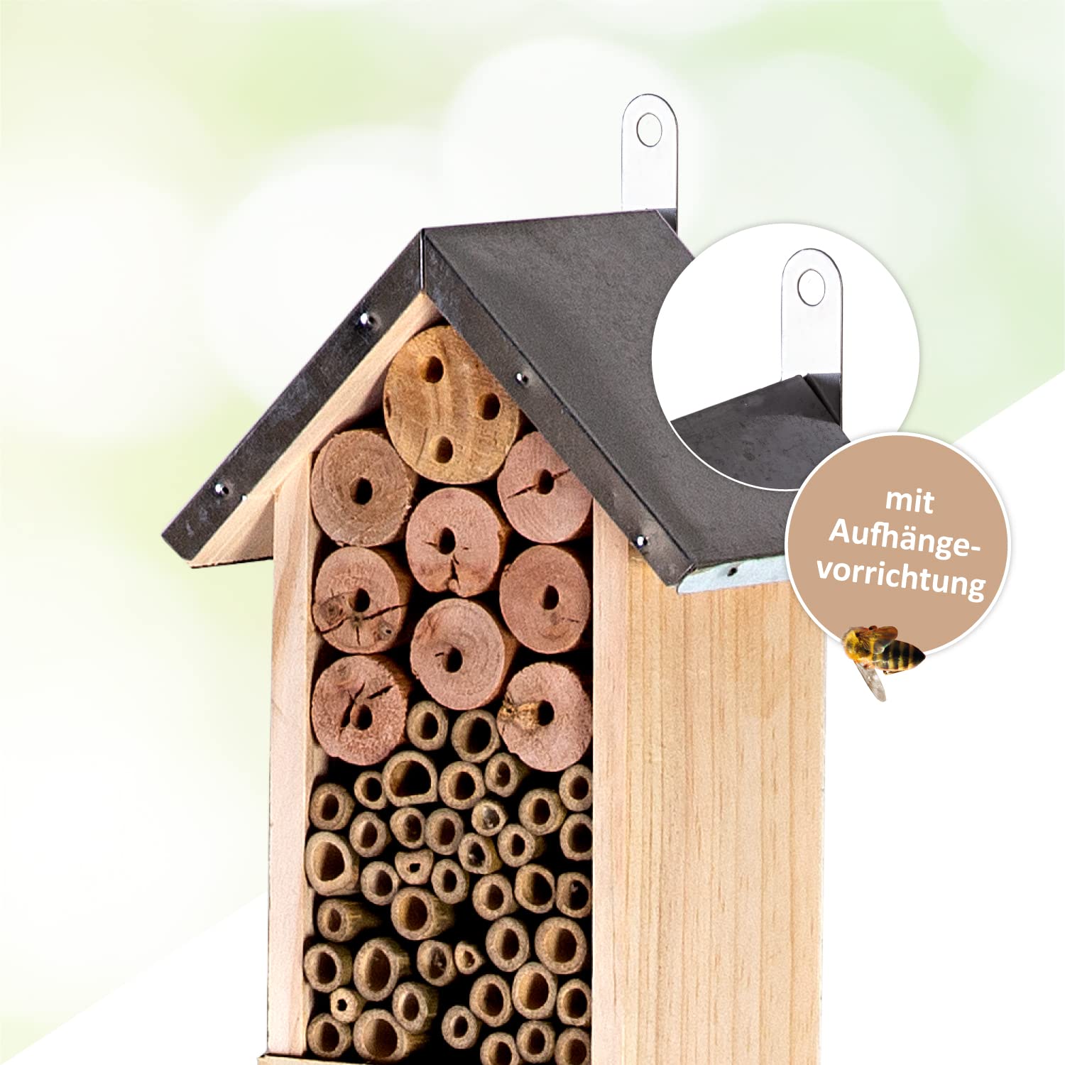 CULT at home Insektenhotel groß XXL stehend - mit Erdspieß - Insektenhaus Gesamthöhe 151 cm - Hummelhaus Wildbienenhaus Bienenhaus Marienkäferhaus NIS...