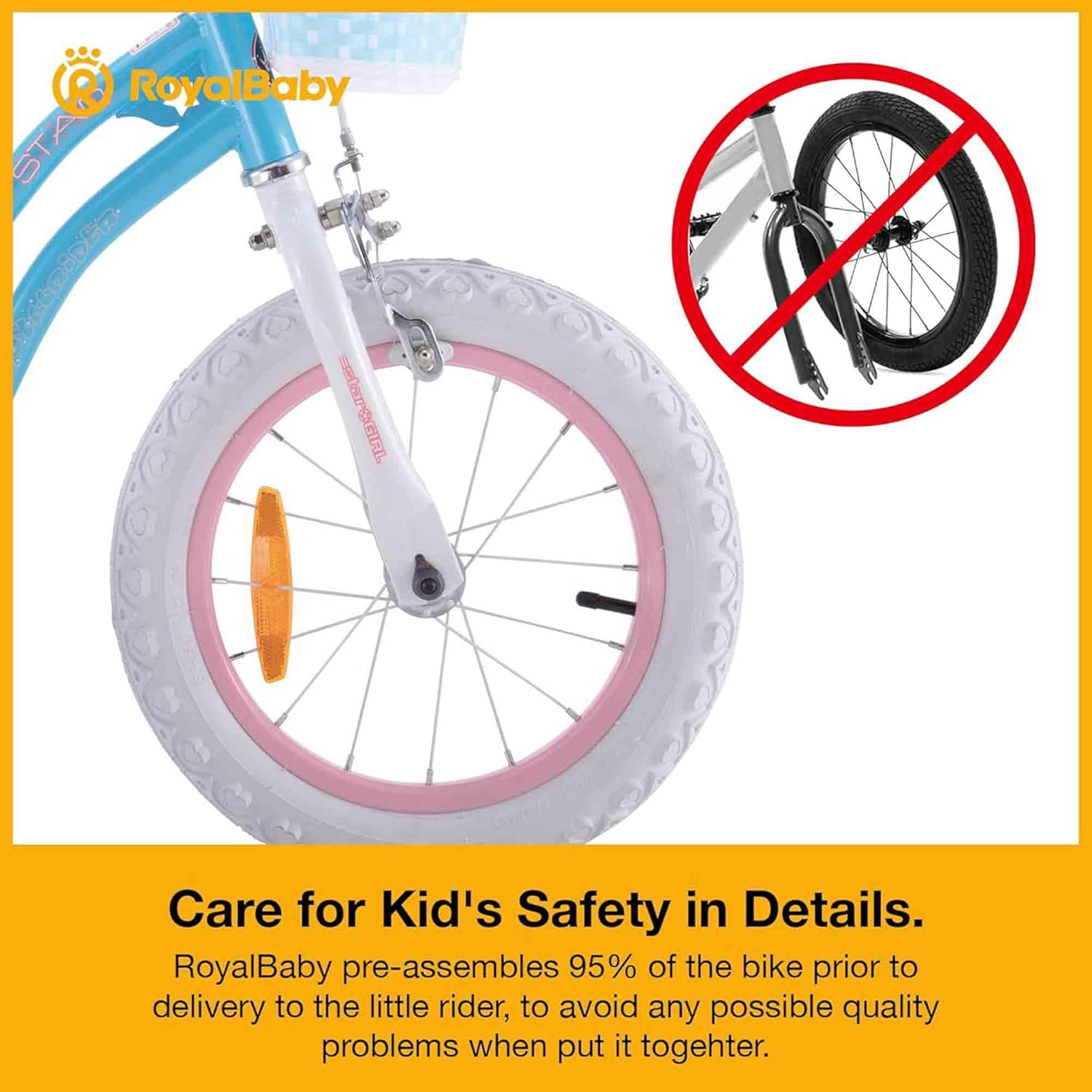 RoyalBaby Girls Bike with Training Wheels and Dual Handbrake, Stargirl Kids Bicycle 20 Inch Toddlers to Big Kids 7-13 Years, Sky Blue