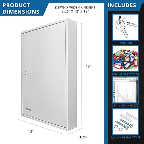 Miniatura 9 de winbest Caja de seguridad de acero con cerradura de llave de almacenamiento para gabinete de montaje en pared (gabinete de montaje en pared seguro