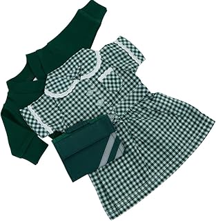 FRILLY LILY MEDIUM GREEN DOLLS SUMMER SCHOOL UNIFORM FOR 18-20 INS 45-50 CM DOLLS AND BEARS