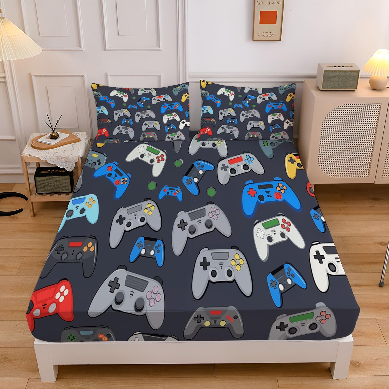 Housse matelas 3 personne au style gaming bleu marine pour une chambre moderne et douce